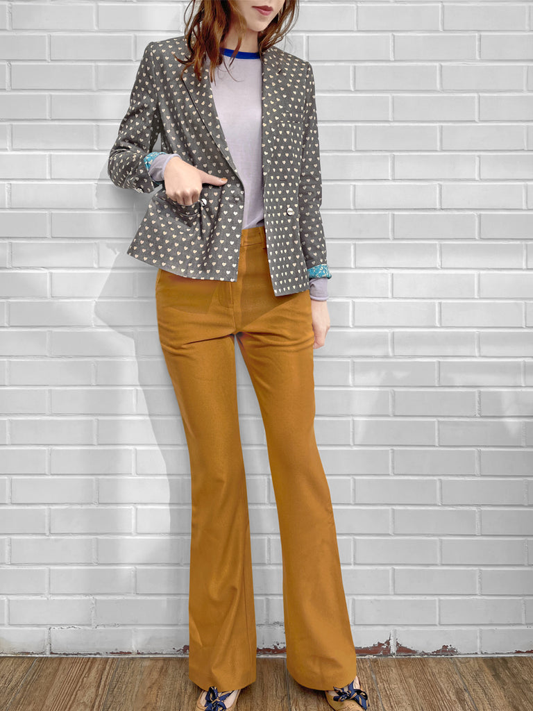 Surprise Sale! Sparkie Ochre Flare Leg Stretch Cotton Blend Pants