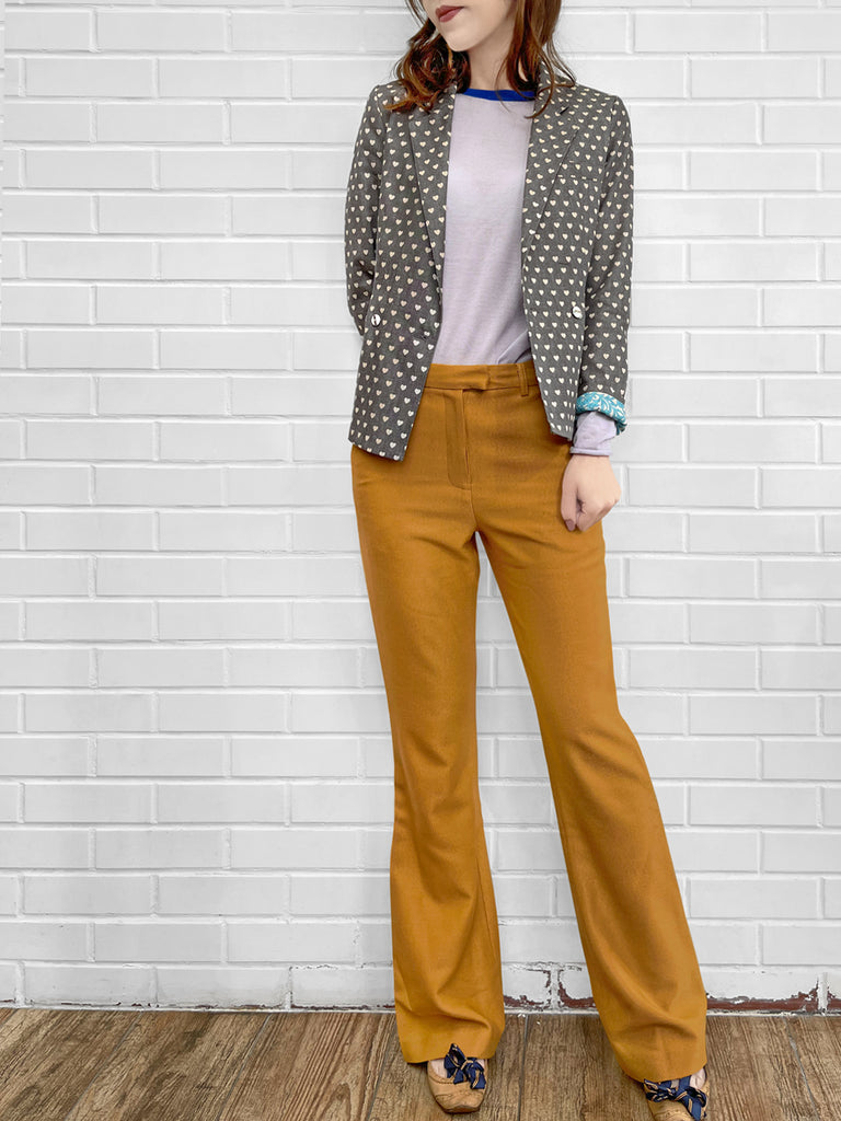 Surprise Sale! Sparkie Ochre Flare Leg Stretch Cotton Blend Pants