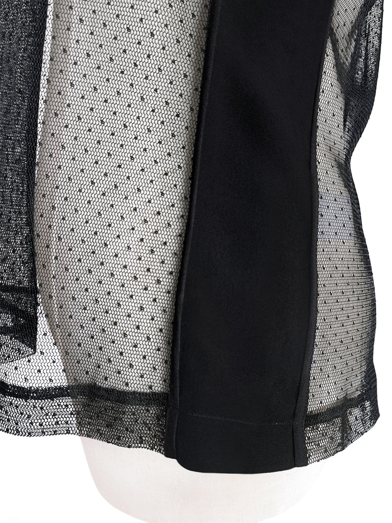 SPECIAL! Black Swiss Dot Ruffle Cuff Netting Lace Top