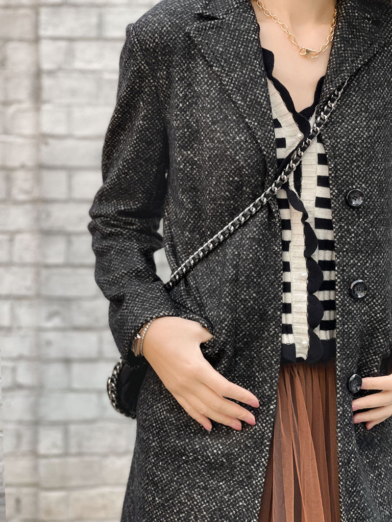 驚喜促銷!黑色 & 米色 Crombie 大麥玉米羊毛大衣