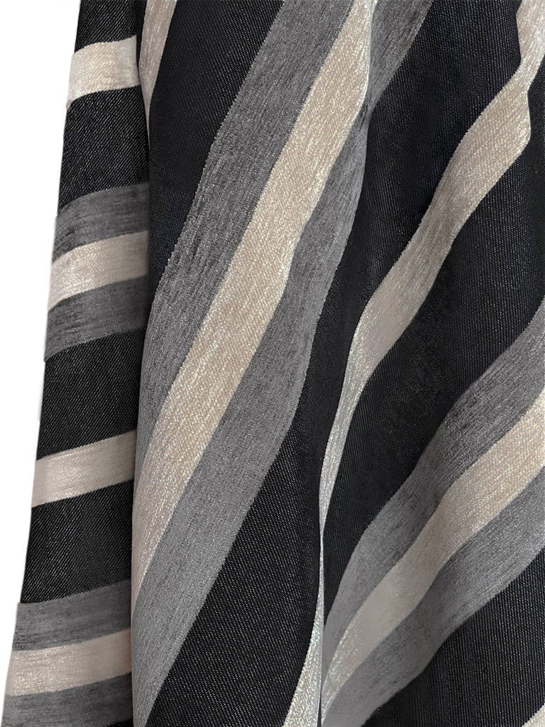 驚喜促銷!天鵝絨條紋牛仔繫帶蝴蝶結口袋全中長裙