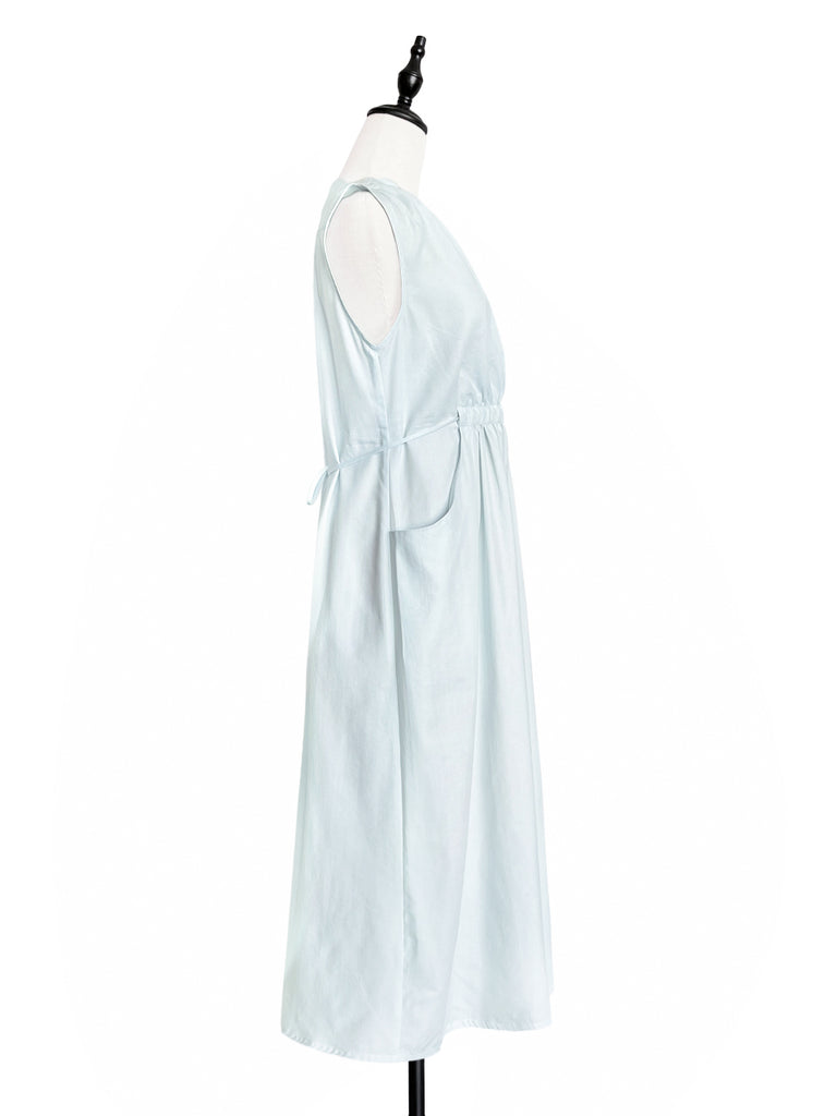 Surprise Sale! Pale Blue Scallop Detail Tie Waist Maxi Dress