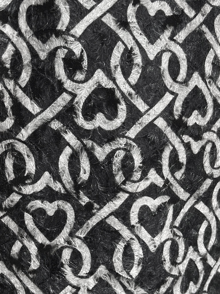 驚喜促銷!毛茸茸印花鉚釘後背褶襉直筒裙