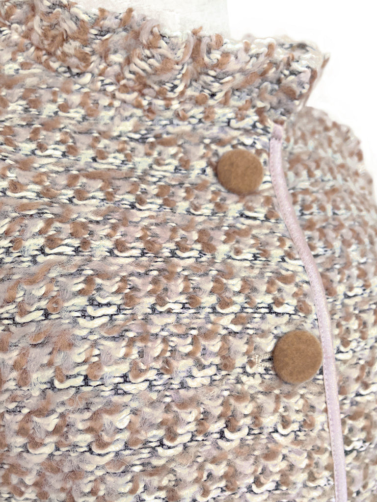 驚喜促銷!桃粉色荷葉邊領口針織毛呢夾克