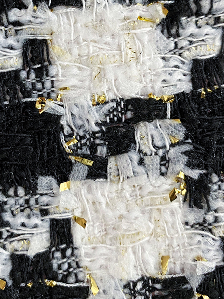 最後的機會!千鳥格荷葉邊領口圈花呢羊毛夾克