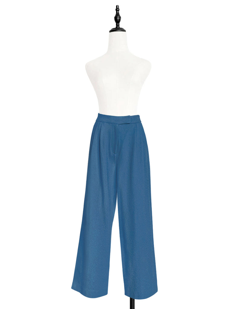 Last Chance! Vintage Blue Wide Leg Luxury Fine Wool Trousers