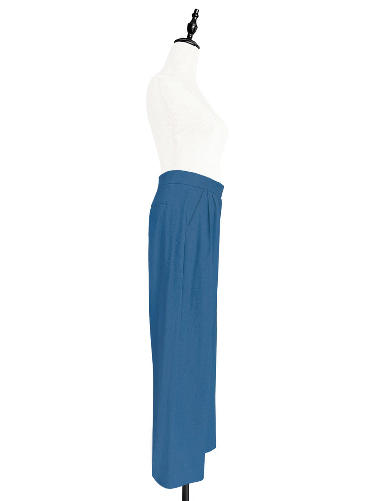 Last Chance! Vintage Blue Wide Leg Luxury Fine Wool Trousers