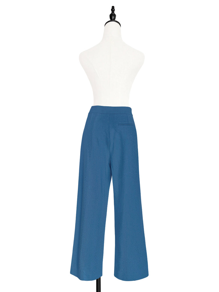 Last Chance! Vintage Blue Wide Leg Luxury Fine Wool Trousers
