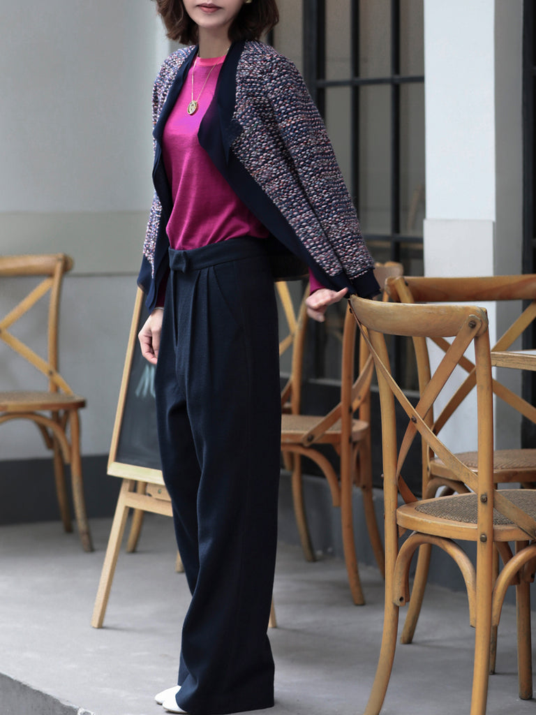 Last Chance! Dark Navy Wide Leg Luxury Fine Wool Trousers