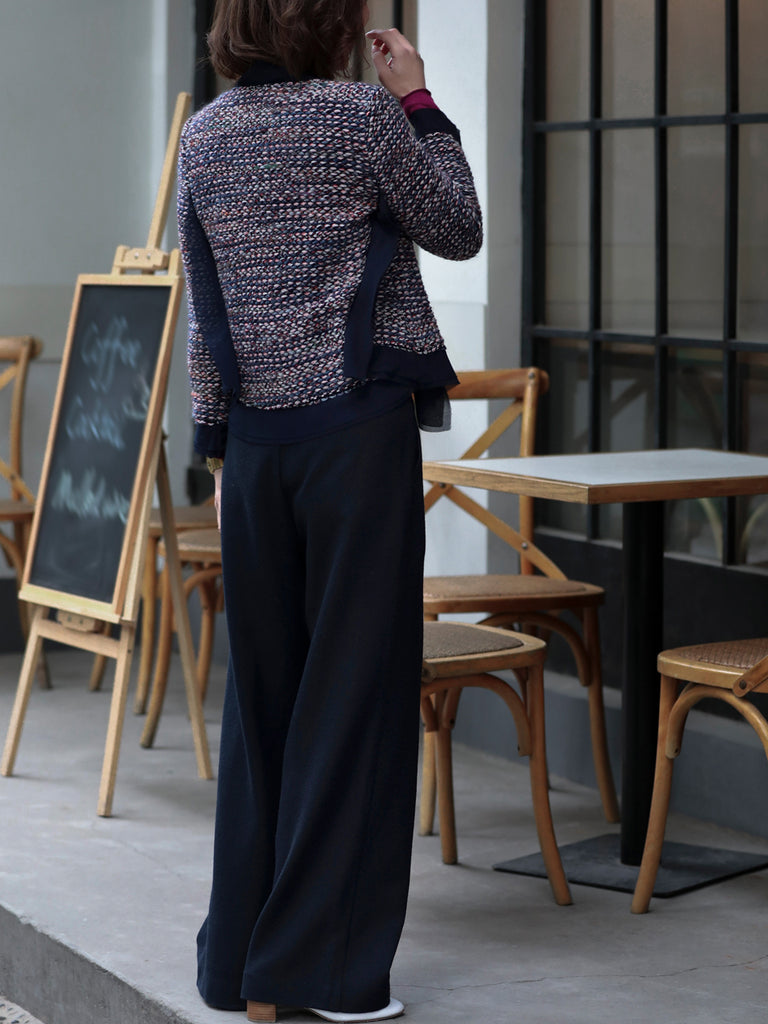 Last Chance! Dark Navy Wide Leg Luxury Fine Wool Trousers