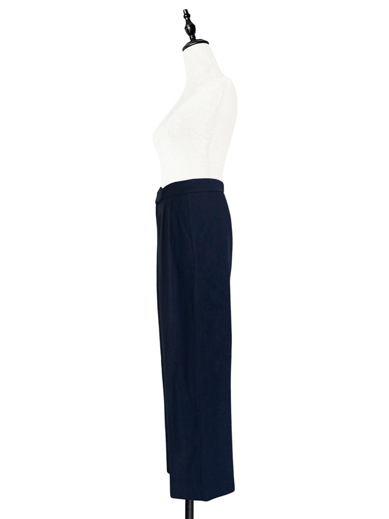 Last Chance! Dark Navy Wide Leg Luxury Fine Wool Trousers