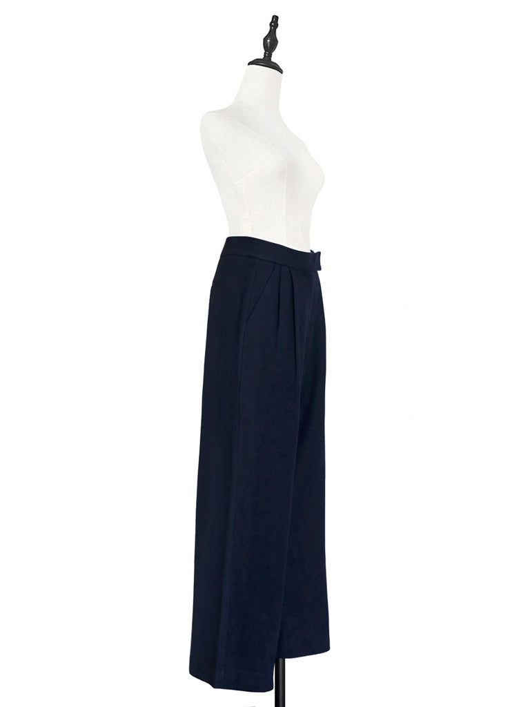 Last Chance! Dark Navy Wide Leg Luxury Fine Wool Trousers