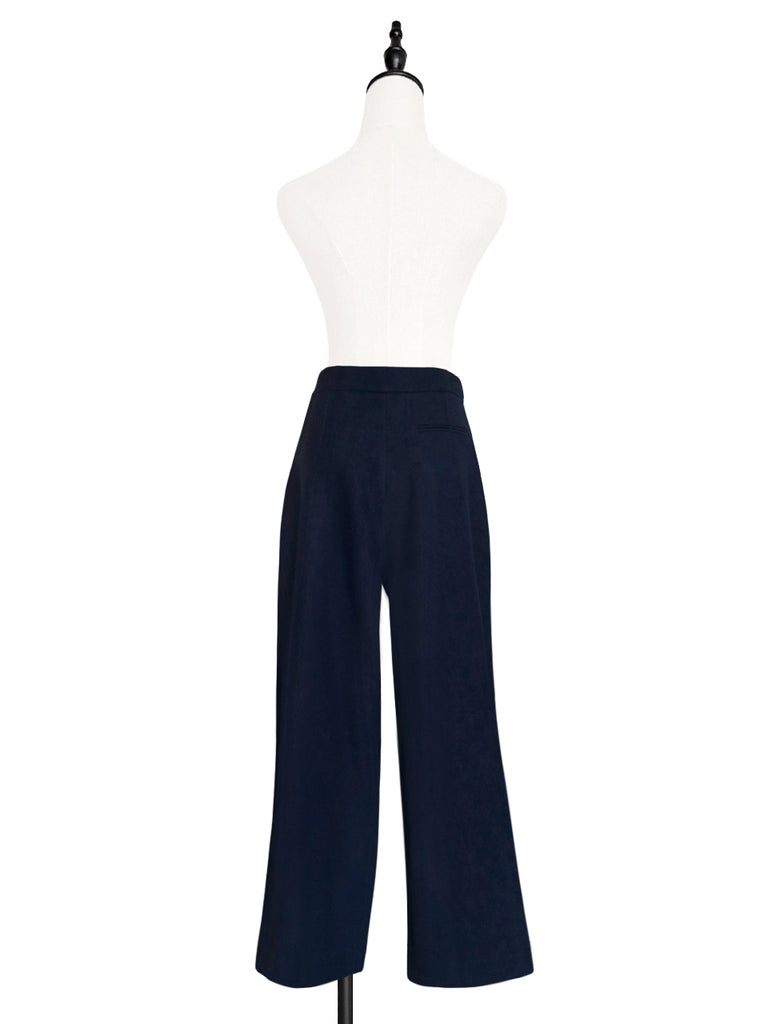 Last Chance! Dark Navy Wide Leg Luxury Fine Wool Trousers