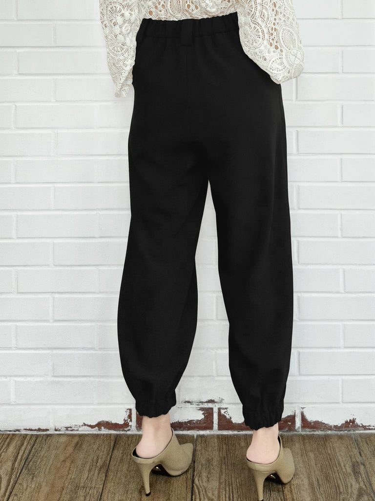 Last Chance! Black Casually Cool Ankle Jogger Trousers