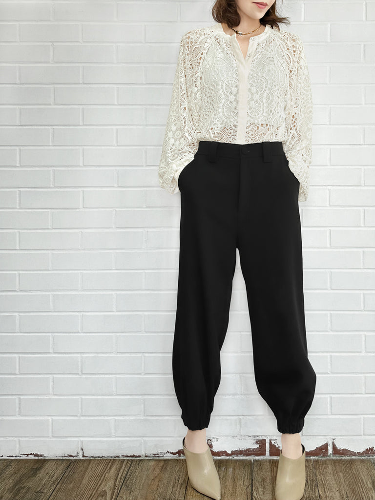 Last Chance! Black Casually Cool Ankle Jogger Trousers