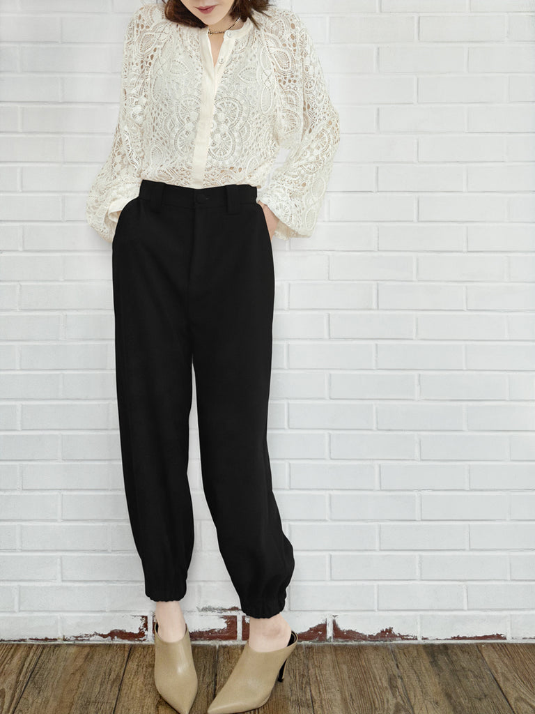 Last Chance! Black Casually Cool Ankle Jogger Trousers