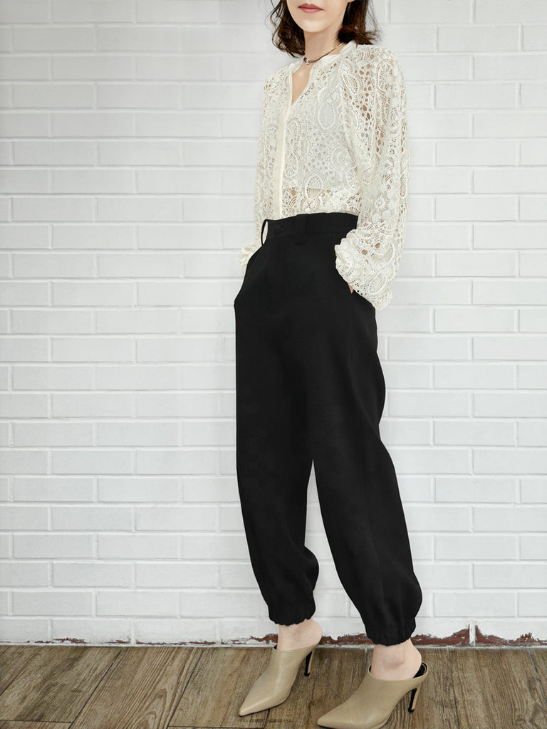 Last Chance! Black Casually Cool Ankle Jogger Trousers