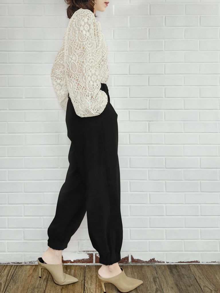 Last Chance! Black Casually Cool Ankle Jogger Trousers