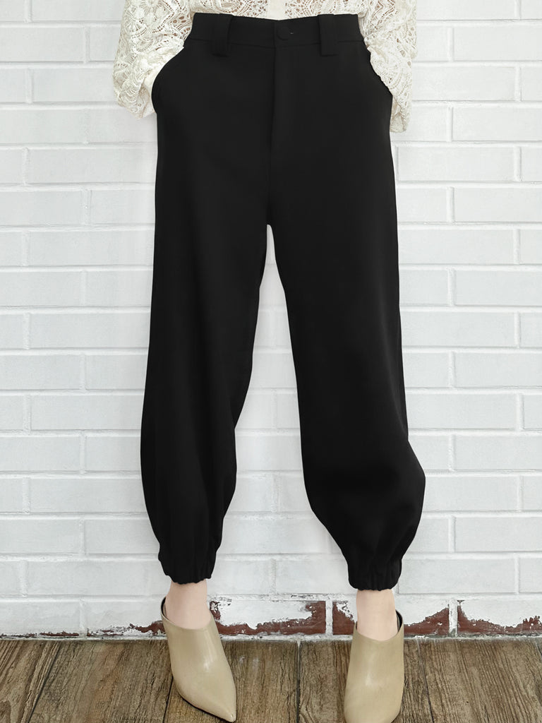 Last Chance! Black Casually Cool Ankle Jogger Trousers