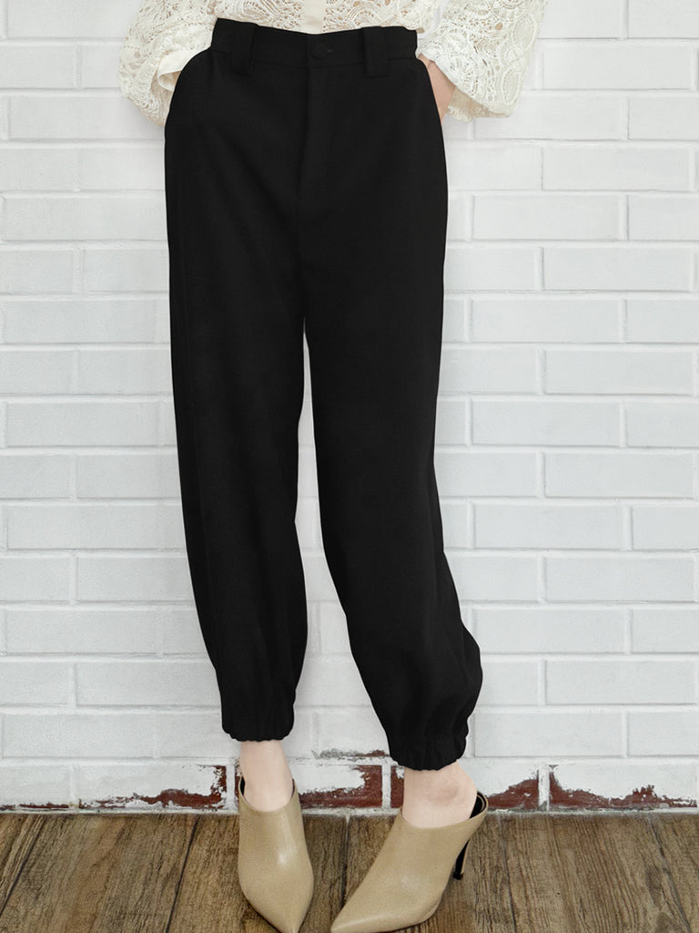 Last Chance! Black Casually Cool Ankle Jogger Trousers