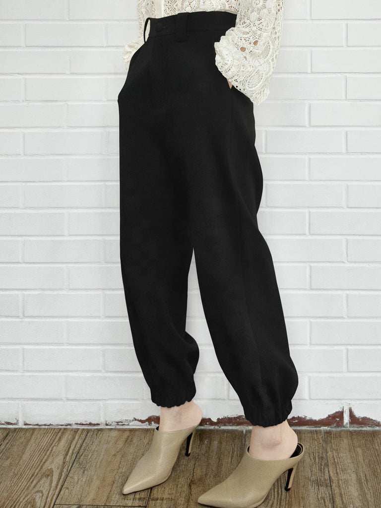 Last Chance! Black Casually Cool Ankle Jogger Trousers
