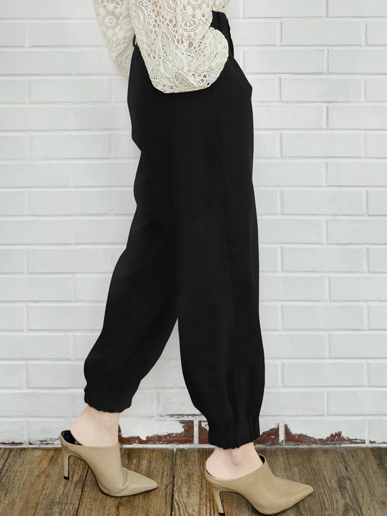 Last Chance! Black Casually Cool Ankle Jogger Trousers