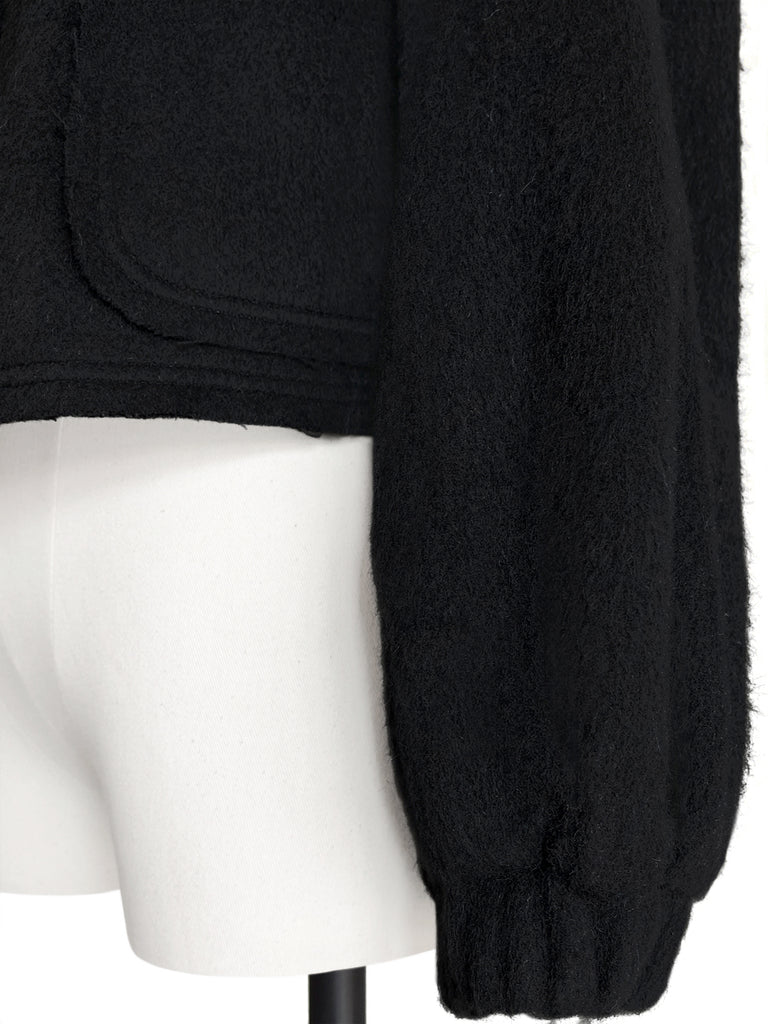 Surprise Sale! Classic Black Balloon Sleeve Button Front Wool Blend Jacket