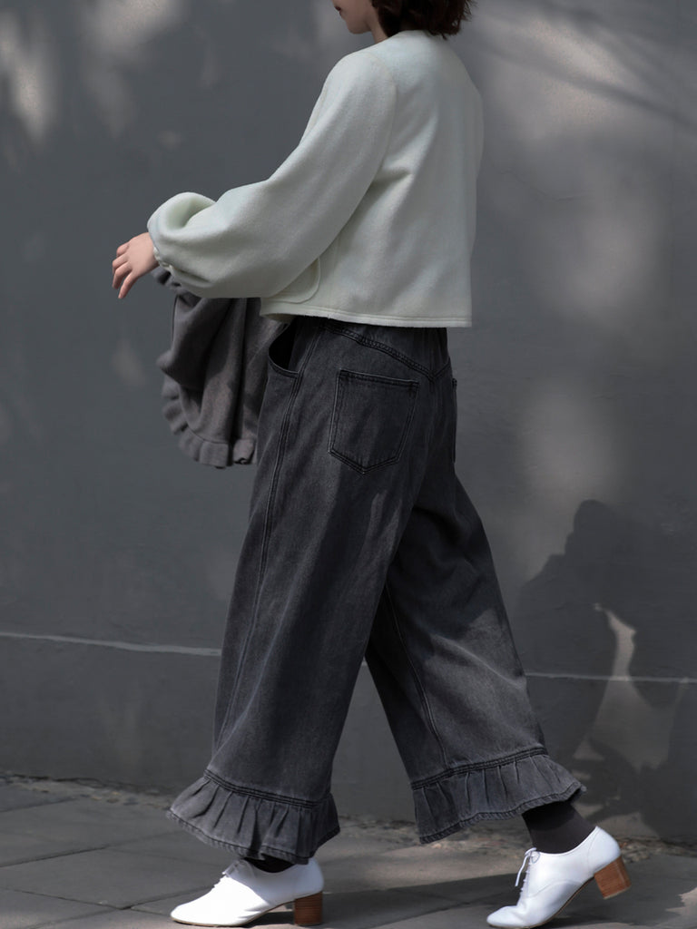 Surprise Sale! Ivory White Balloon Sleeve Button Front Wool Blend Jacket!