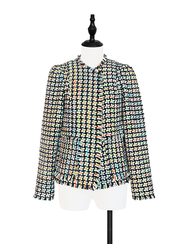 Surprise Sale! Colourful Raw Edges Patch Pocket Bouclè Tweed Jacket