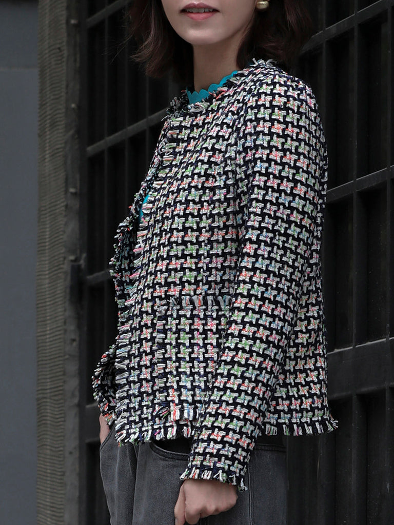 Surprise Sale! Colourful Raw Edges Patch Pocket Bouclè Tweed Jacket
