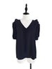 Surprise Sale! Midnight Silk V-neck Buckle Detail Roll Up Sleeve Blouse