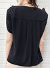 Surprise Sale! Midnight Silk V-neck Buckle Detail Roll Up Sleeve Blouse