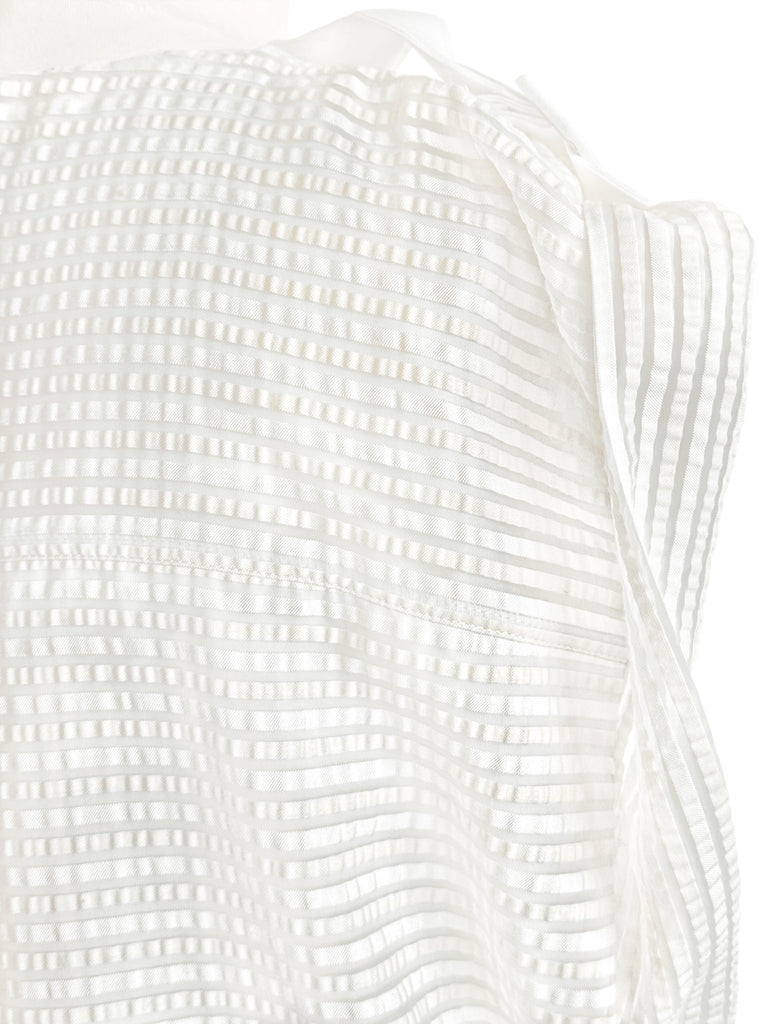 Surprise Sale! Creamy Striped V-neck Buckle Detail Roll Up Sleeve Blouse