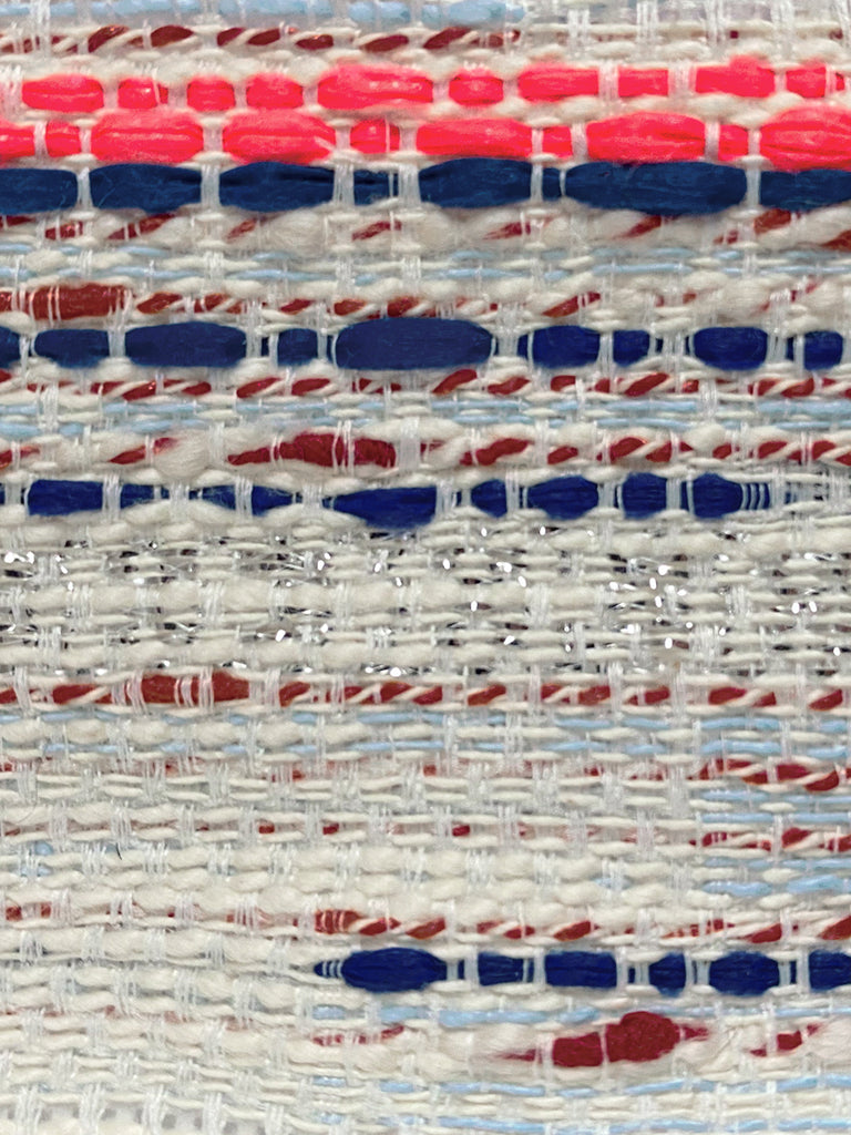 混合條紋正面紐帶寬鬆圈圈花呢短夾克