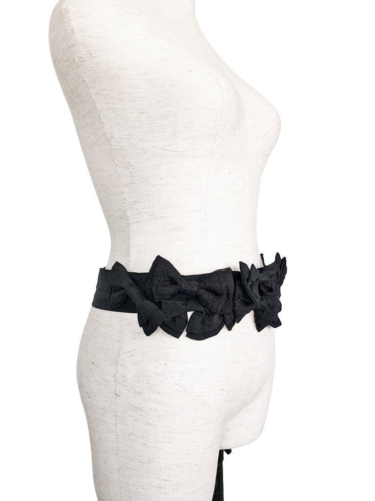 Surprise Sale! Black Shades Patch Fabric Playful Bows Belt