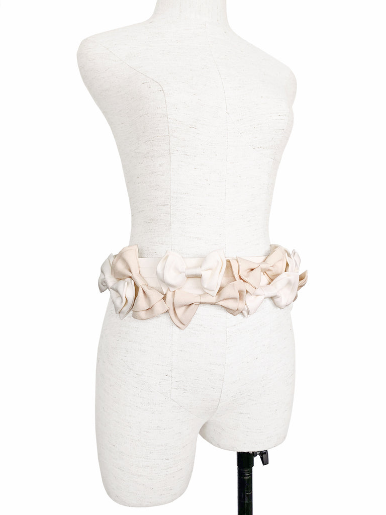 Surprise Sale! Ivory Shades Patch Fabric Playful Bows Belt