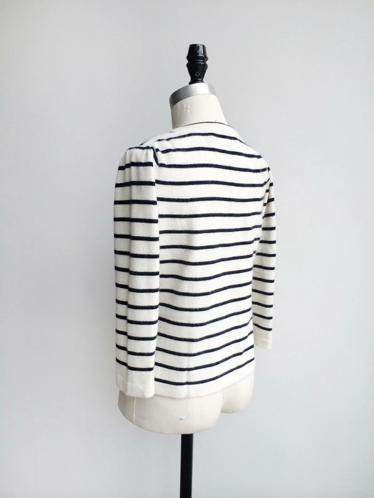 Last Chance! Patch Pockets Stripe Cashmere Cardigan