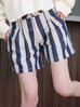 Coastal Blue Stripe Contrast Piped Pure Linen Tailored Shorts