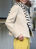 Ivory White Bouclè Wool Scalloped Trim Patch Pocket Jacket