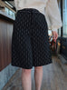 Black White Dash Striped Tailored Knee-Length Shorts
