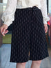 Black White Dash Striped Tailored Knee-Length Shorts