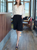 Black White Dash Striped Tailored Knee-Length Shorts