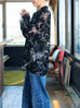 Black Floral Burnout Mesh Ruffle Collar Shirt Jacket