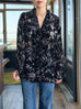 Black Floral Burnout Mesh Ruffle Collar Shirt Jacket