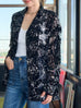 Black Floral Burnout Mesh Ruffle Collar Shirt Jacket