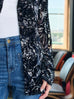 Black Floral Burnout Mesh Ruffle Collar Shirt Jacket