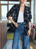 Black Floral Burnout Mesh Ruffle Collar Shirt Jacket
