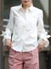 White Bow-Tie Sleeve Asymmetric Flap Button Front Shirt