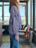 Misty Purple Ruffle Trim Silk Cape Tie-neck Blouse