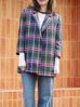 Pastel Tartan Quarter Sleeve Open Front Unlined Blazer
